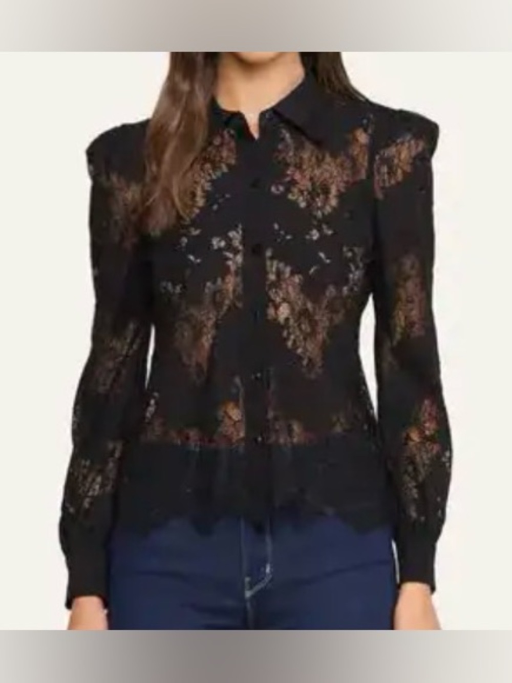 L’AGENCE Jenica Lace Blouse | Black | Size XS